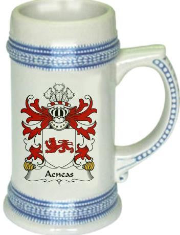 Aeneas family crest stein coat of arms tankard mug