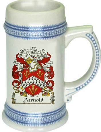 Aernold family crest stein coat of arms tankard mug