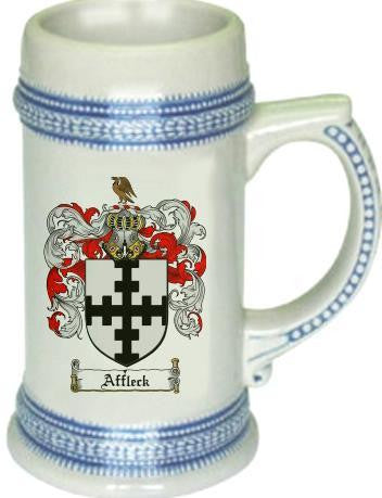 Affleck family crest stein coat of arms tankard mug