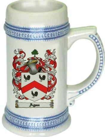 Agan family crest stein coat of arms tankard mug