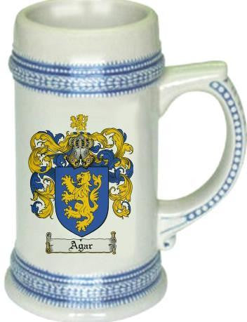 Agar family crest stein coat of arms tankard mug