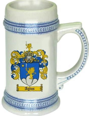 Agius family crest stein coat of arms tankard mug