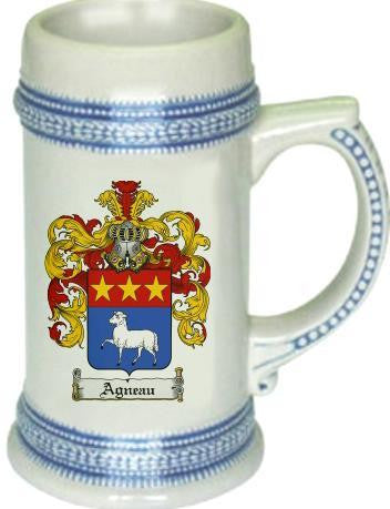 Agneau family crest stein coat of arms tankard mug