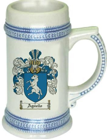 Agnello family crest stein coat of arms tankard mug