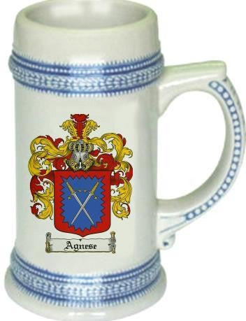 Agnese family crest stein coat of arms tankard mug