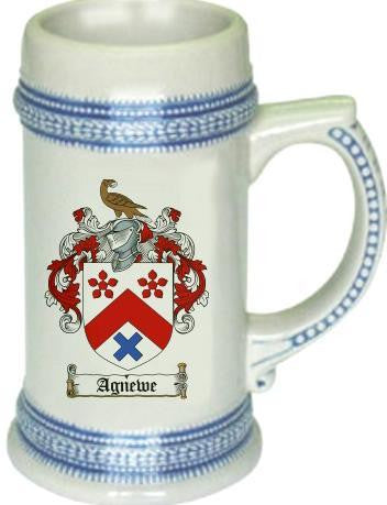 Agnewe family crest stein coat of arms tankard mug