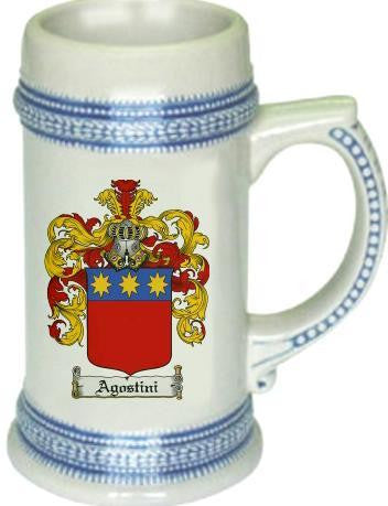 Agostini family crest stein coat of arms tankard mug