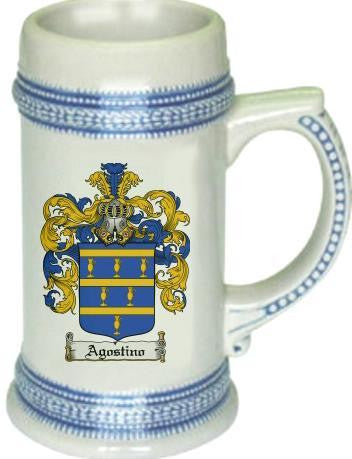 Agostino family crest stein coat of arms tankard mug