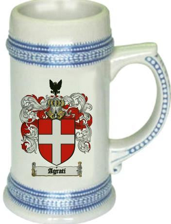 Agrati family crest stein coat of arms tankard mug