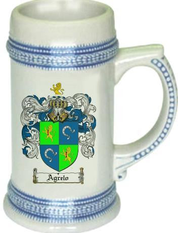 Agrelo family crest stein coat of arms tankard mug