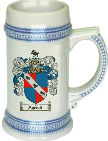 Agresti family crest stein coat of arms tankard mug