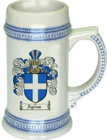 Agrios family crest stein coat of arms tankard mug