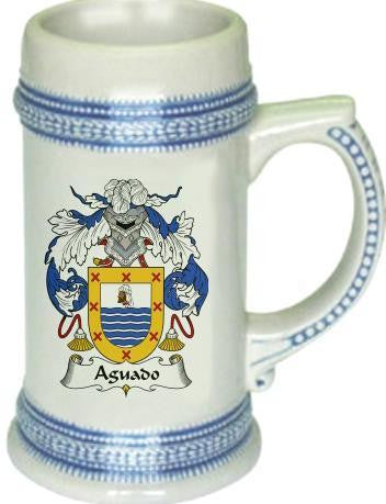 Aguado family crest stein coat of arms tankard mug