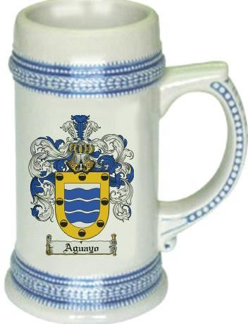 Aguayo family crest stein coat of arms tankard mug