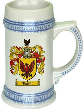 Aguiar family crest stein coat of arms tankard mug