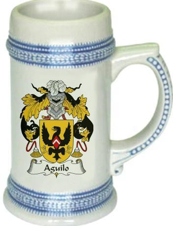 Aguilo family crest stein coat of arms tankard mug