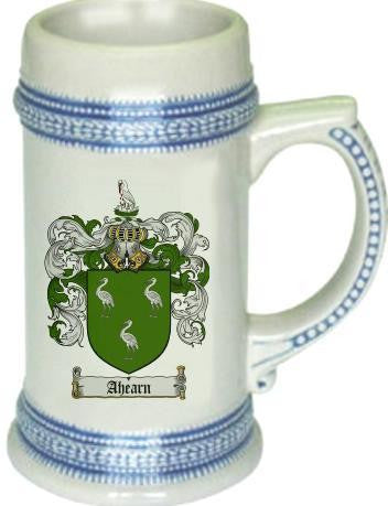 Ahearn family crest stein coat of arms tankard mug