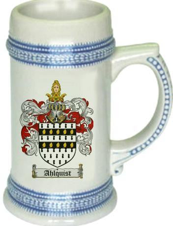 Ahlquist family crest stein coat of arms tankard mug