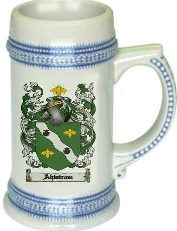 Ahlstrom family crest stein coat of arms tankard mug