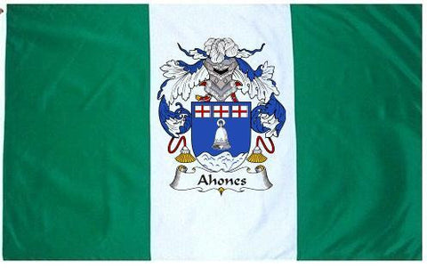 Ahones family crest coat of arms flag