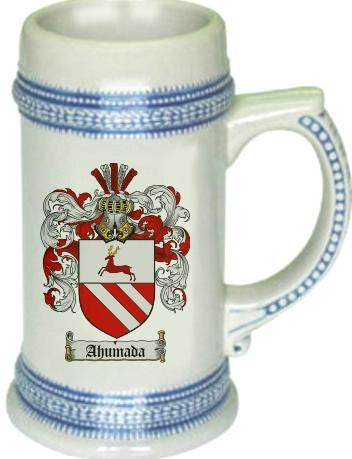 Ahumada family crest stein coat of arms tankard mug