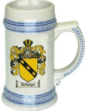 Aichinger family crest stein coat of arms tankard mug