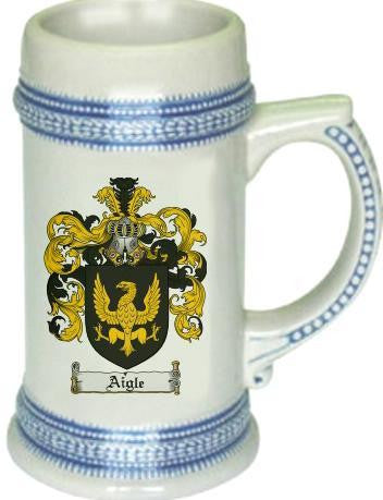 Aigle family crest stein coat of arms tankard mug