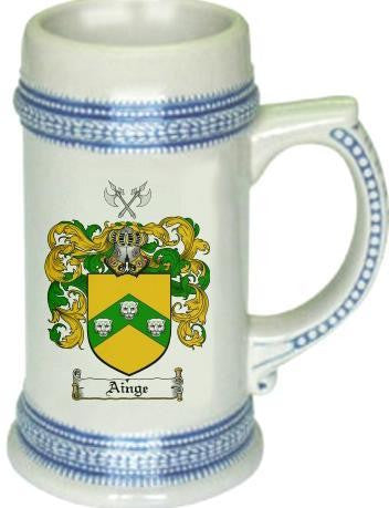 Ainge family crest stein coat of arms tankard mug