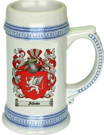 Aioto family crest stein coat of arms tankard mug