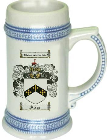 Aires family crest stein coat of arms tankard mug