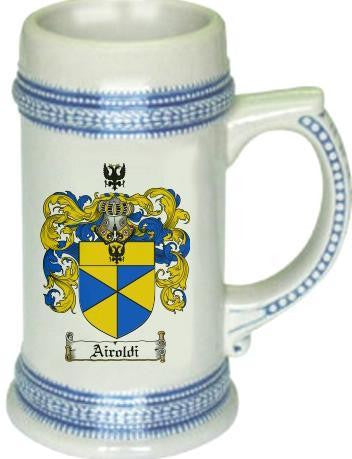 Airoldi family crest stein coat of arms tankard mug