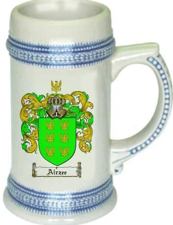 Airzee family crest stein coat of arms tankard mug