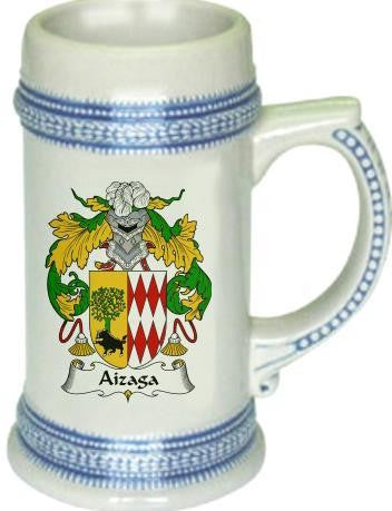 Aizaga family crest stein coat of arms tankard mug