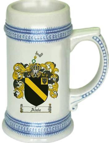 Aizic family crest stein coat of arms tankard mug