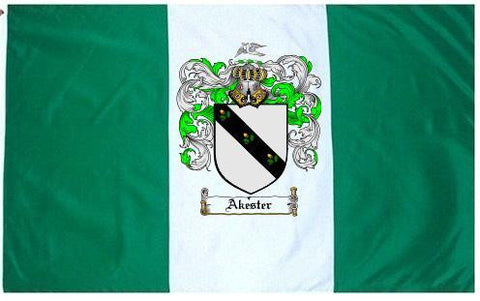 Akester family crest coat of arms flag