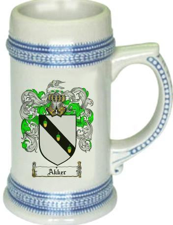 Akker family crest stein coat of arms tankard mug