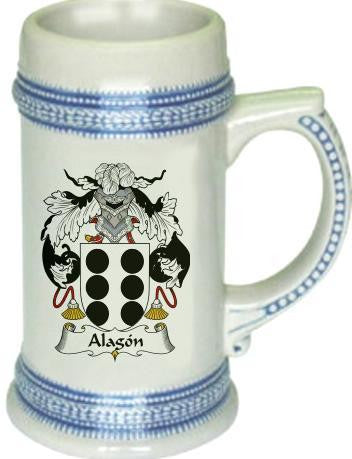 Alagon family crest stein coat of arms tankard mug