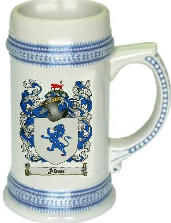 Alam family crest stein coat of arms tankard mug