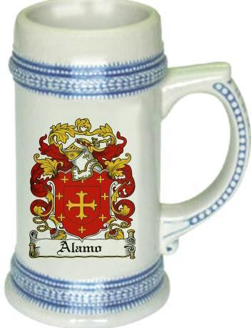 Alamo family crest stein coat of arms tankard mug