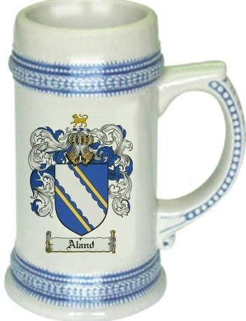 Aland family crest stein coat of arms tankard mug