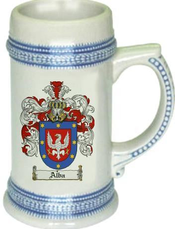 Alba family crest stein coat of arms tankard mug