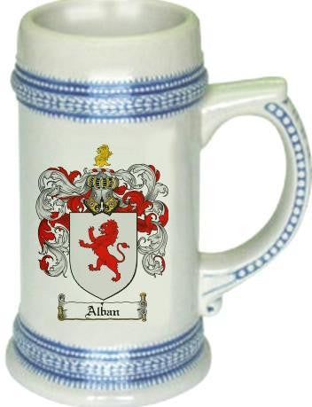 Alban family crest stein coat of arms tankard mug