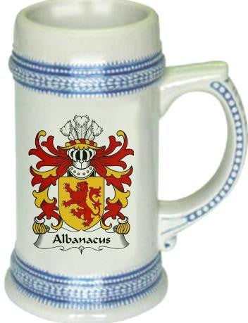 Albanacus family crest stein coat of arms tankard mug