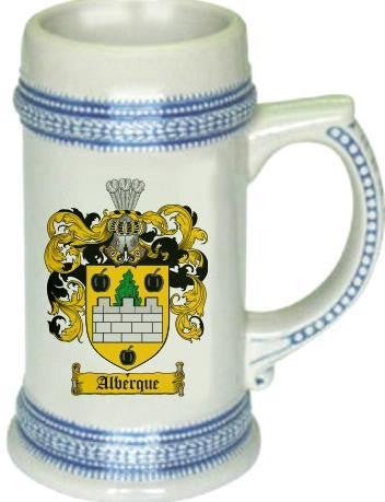 Alberque family crest stein coat of arms tankard mug