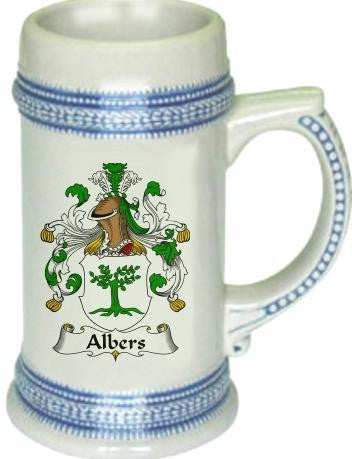 Albers family crest stein coat of arms tankard mug