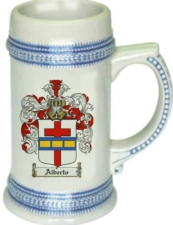 Alberto family crest stein coat of arms tankard mug