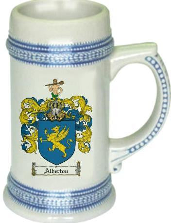 Alberton family crest stein coat of arms tankard mug