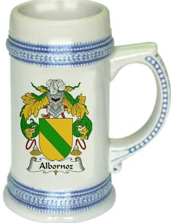 Albornoz family crest stein coat of arms tankard mug