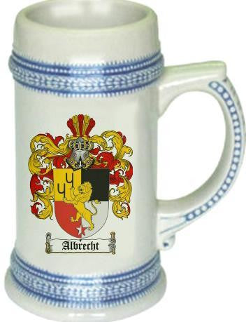 Albrecht family crest stein coat of arms tankard mug