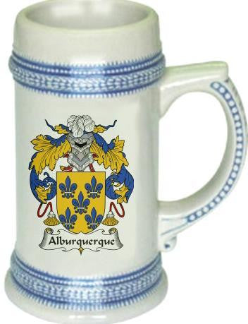 Alburquerque family crest stein coat of arms tankard mug